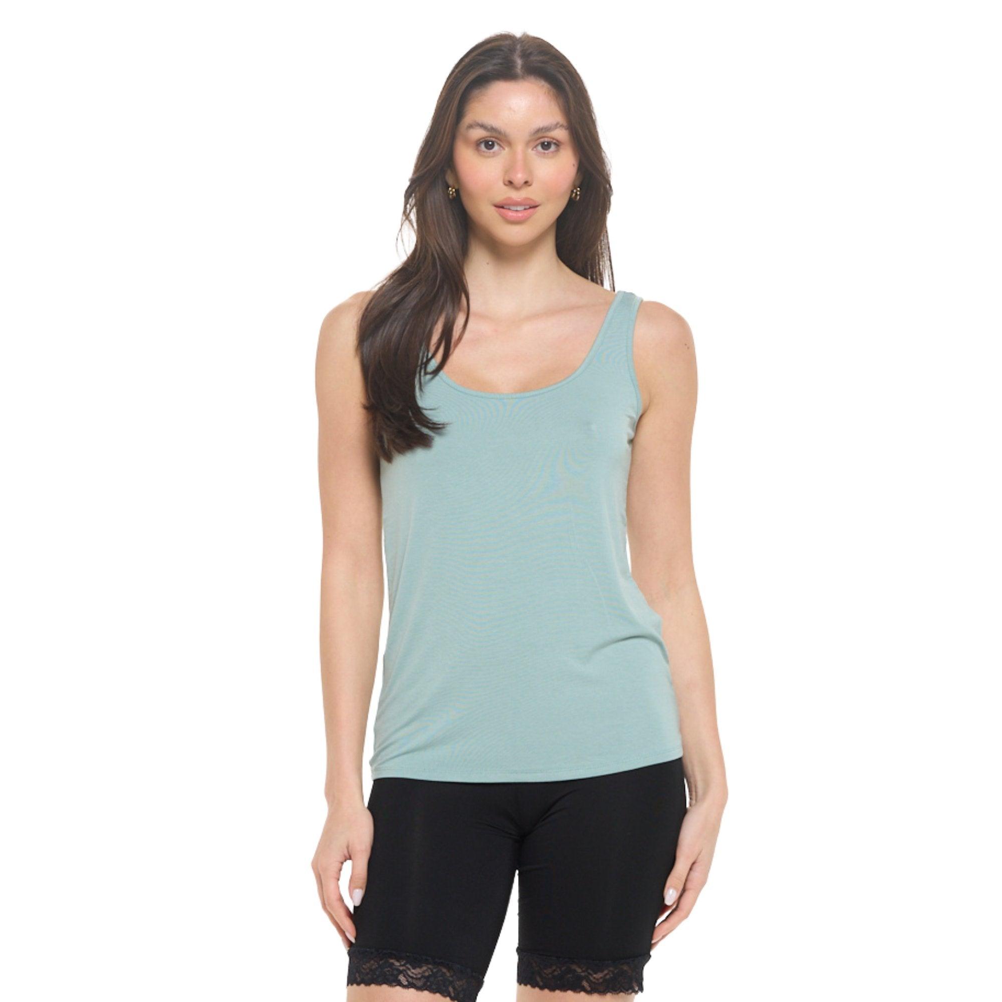 Lux Cotton Modal Tank Top | Green Dusty