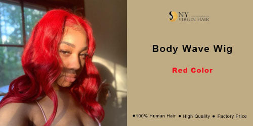 Red Body Wave Lace Front Human Hair Wig Brazilian Pre Plucked 150%