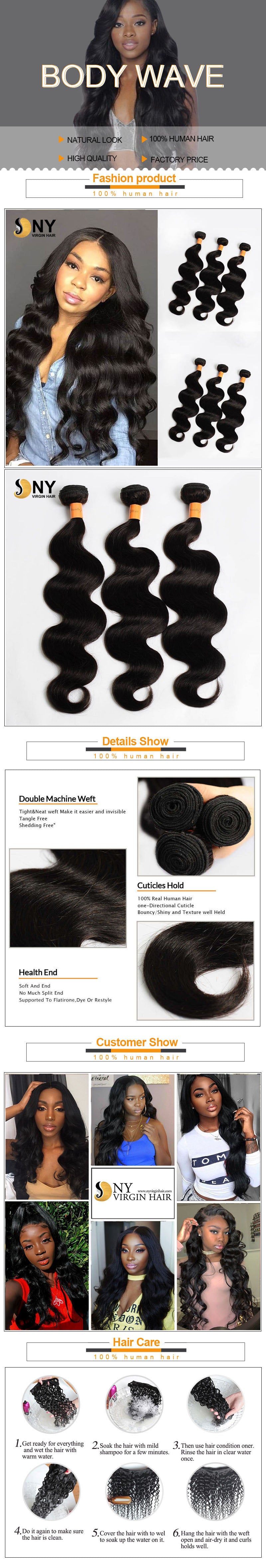 NY Virgin Hair 10a body wave human hair 3 bundles