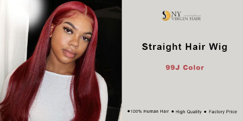 99J Lace Front Wig Straight Human Hair For Women Peruvian Deep Part Wig