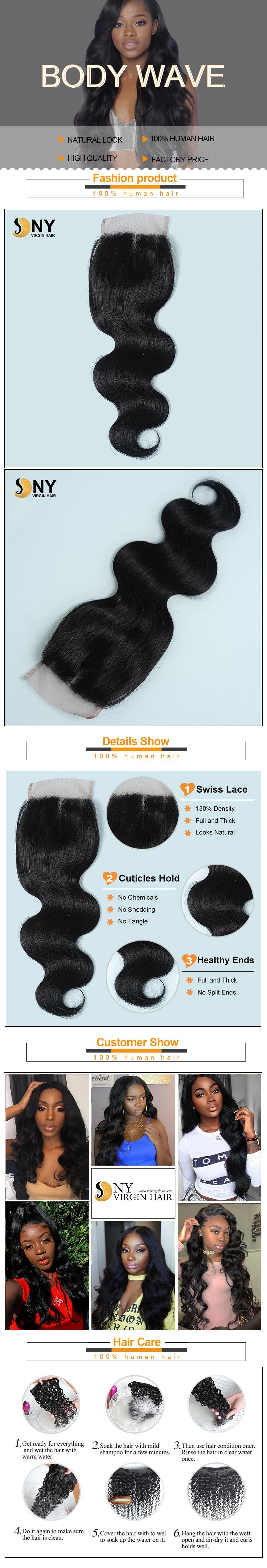 NY Virgin Hair 9a body wave human hair 4x4 lace closure