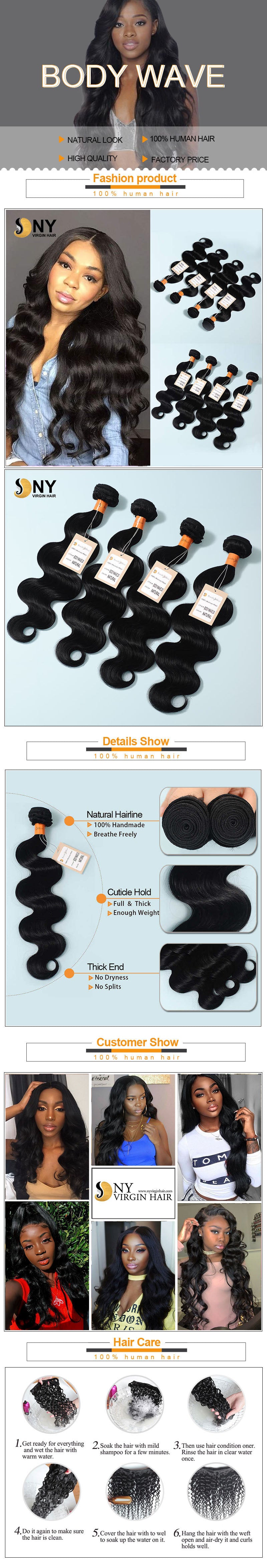 NY Virgin Hair 9a body wave human hair 4 bundles