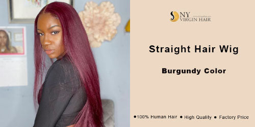 Burgundy Lace Front Human Hair Wigs Straight Pre Plucked Baby Hair 10-28 inch