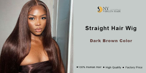 Dark Brown Human Hair Wigs Lace Front Wigs Brazilian Straight Wi