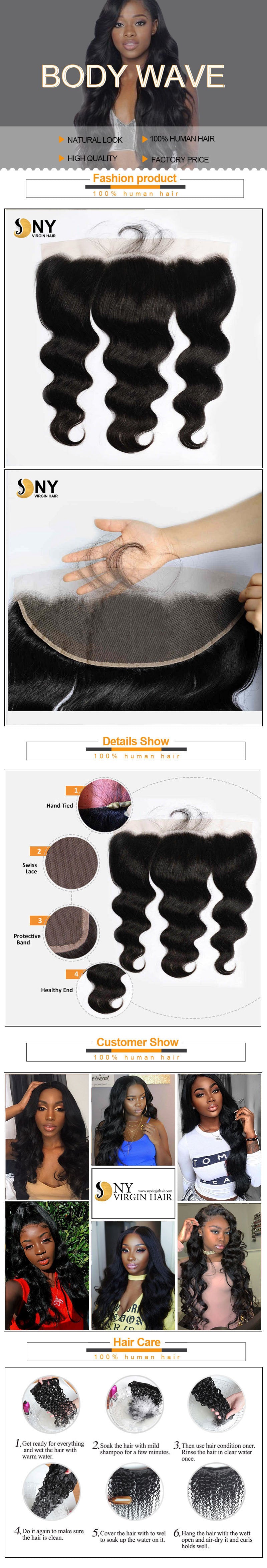 NY Virgin Hair 10a body wave human hair 13x4 lace frontal