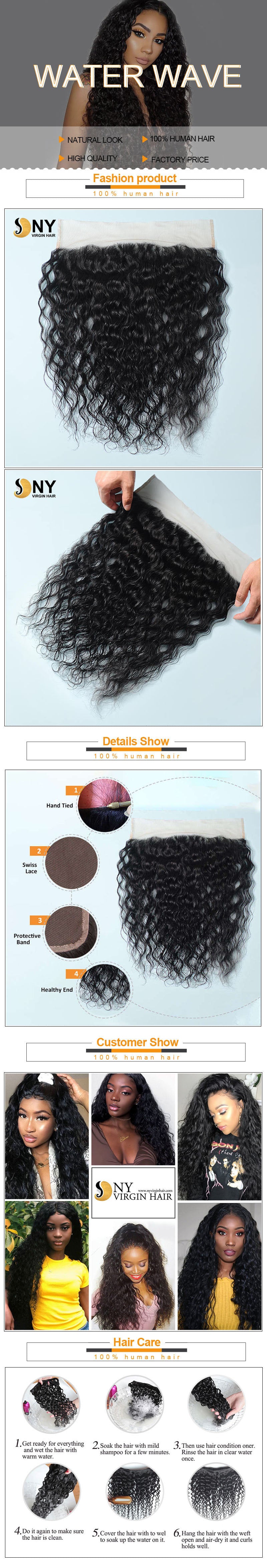 NY Virgin Hair 9a water wave human hair 13x4 lace frontal