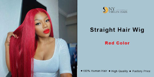 Red Lace Front Human Hair Wigs For Women Straigh Brazilian Hair Wig Pre Plucked