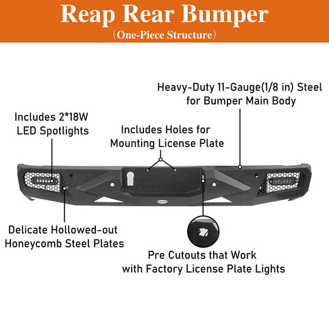 2007-2013 Toyota Tundra Reap Rear Bumper Replacement Textured Black explantory diagram