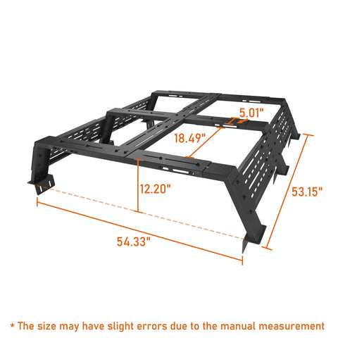 12.2" High Overland Bed Rack Fits Toyota Tacoma & Tundra - Ultralisk 4x4 dimension