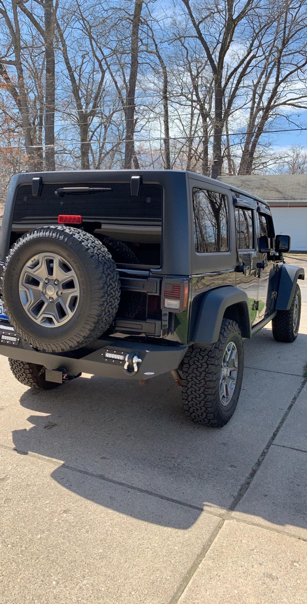 Jeep JK Rear Bumper w/Hitch Receiver & LED Lights for 2007-2018 Jeep Wrangler JK