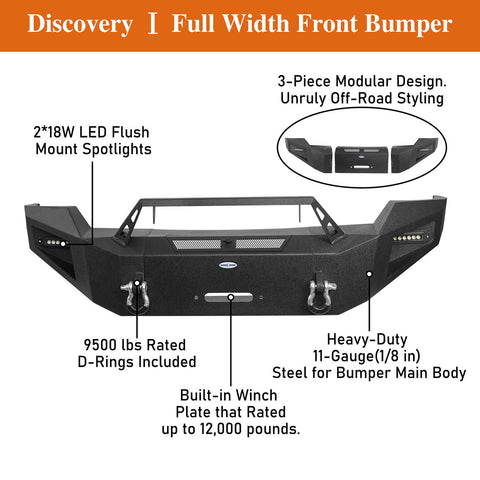 2011-2016 Ford-250 Offroad Discovery Ⅰ Front Bumper Guard Protector explantory diagram