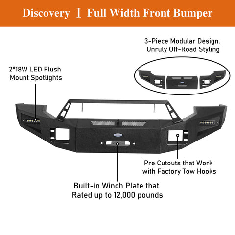 2005-2007 Ford F-250 Discovery Ⅰ Offroad Front Bumper w/ Winch Plate explantory diagram