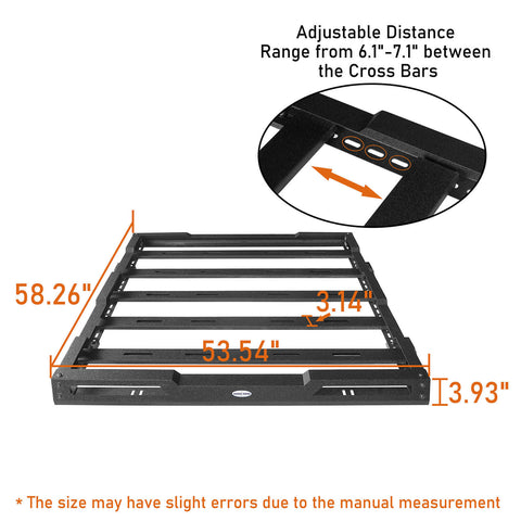 18-22 Jeep Wrangler JL 4 Door & 20-22 Gladiator JT HR Hard Top Roof Rack Cargo Basket dimension