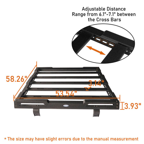 2007-2018 Jeep Wrangler JK 4-Door HR Roof Top Rack dimension