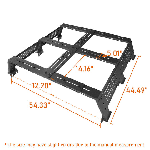 Truck 12.2" High Overland Bed Rack- ultralisk4x4 dimension