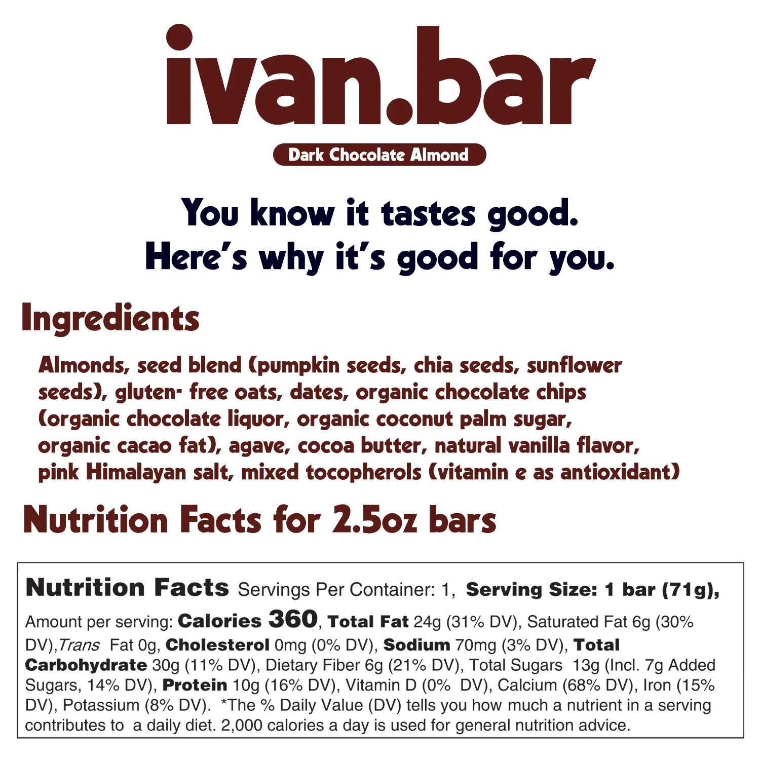 Ivan Bar Dark Chocolate Almond Bar