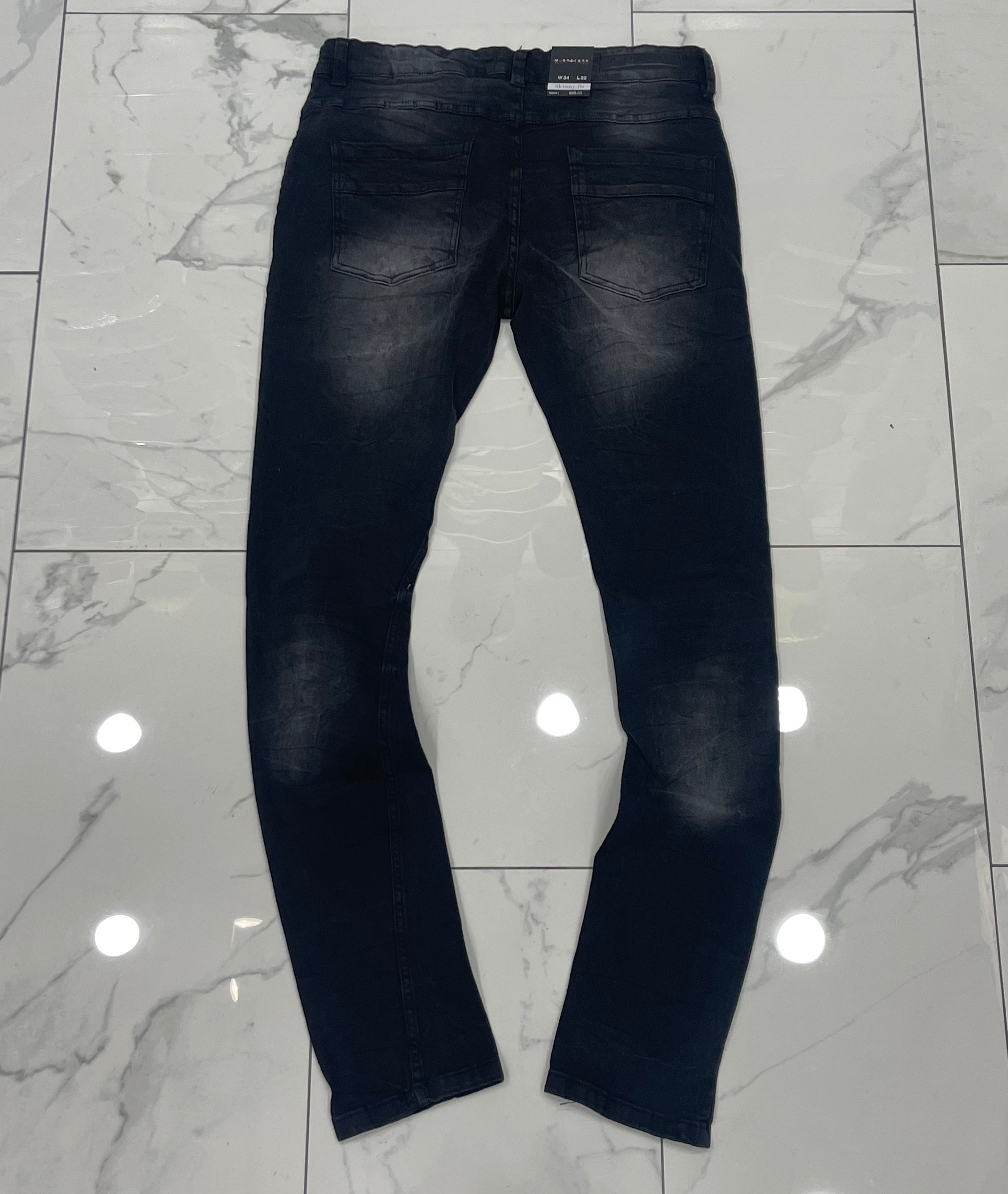 M. Society Black Wash Ripped Skinny Fit Jeans