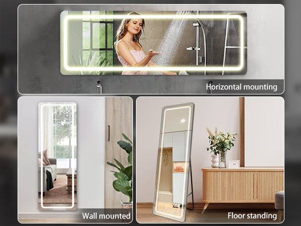 Sesslife Full Length Mirror with Stand, 63 x 20 Round Corner Standing  Mirror with Aluminum Frame, Floor Mirror Full Length for Bedroom Living  Room