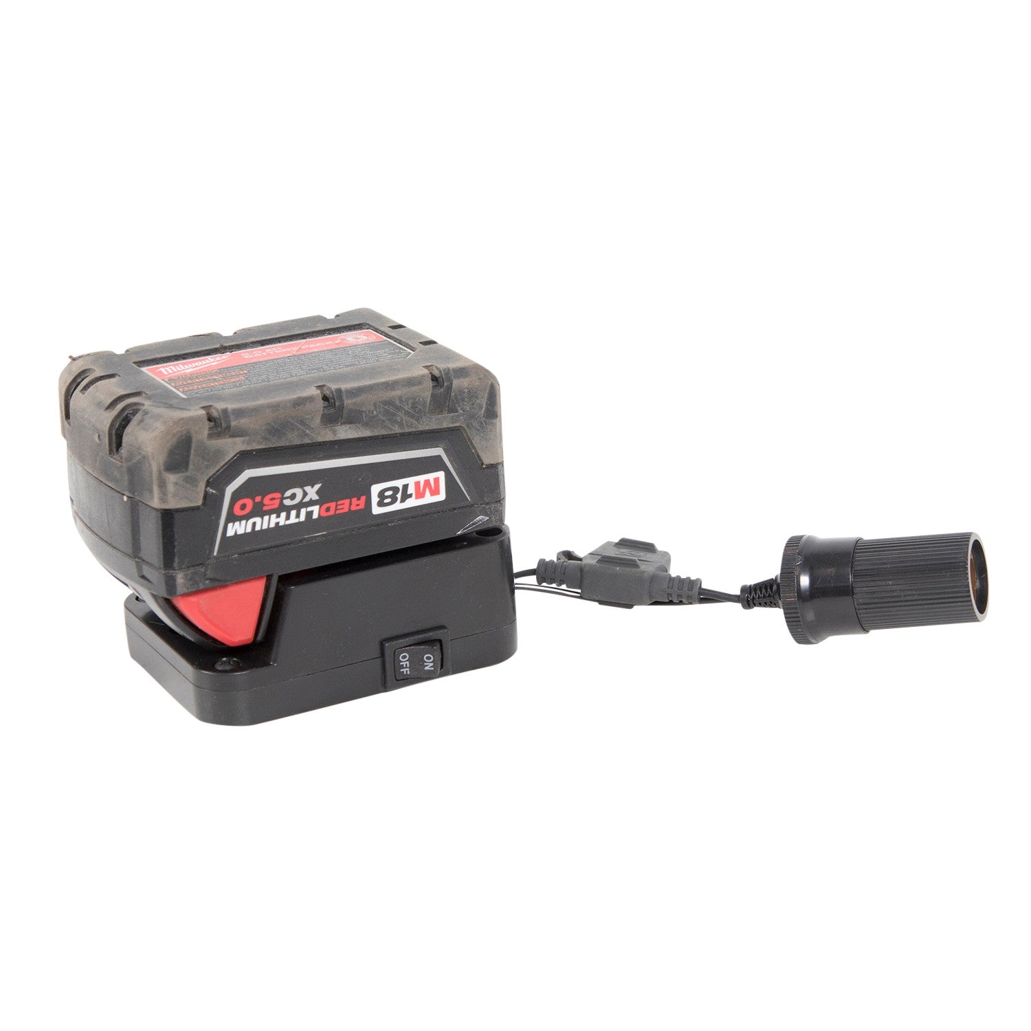 Tool Battery 12 volt Adapter - With Safety Shutoff - Fits DeWalt & Milwaukee
