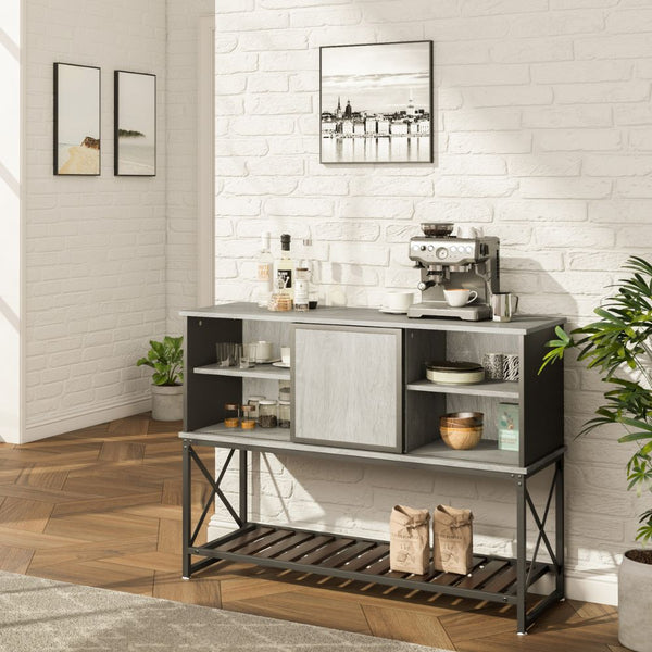 Corner Cabinet Coffee Bar with Sliding Door and adjustable shelf