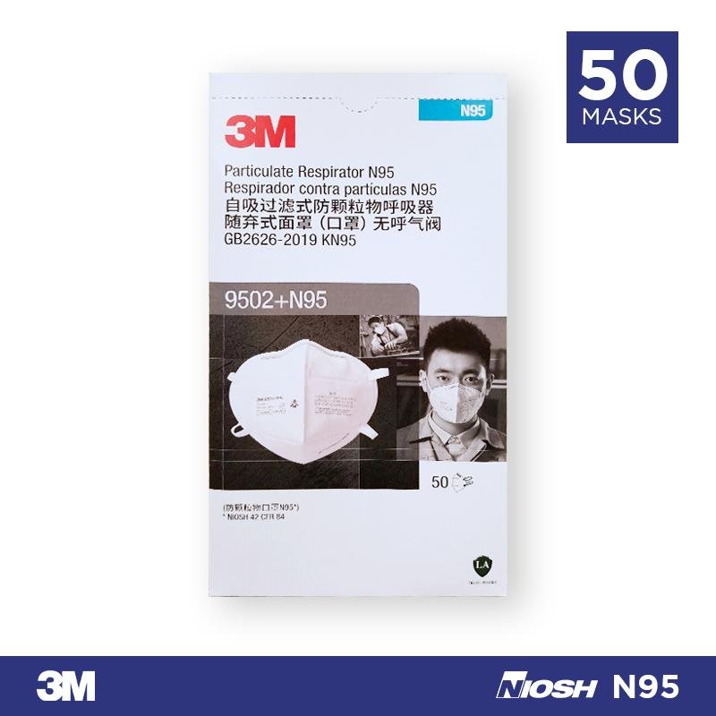 3M 9502+ N95 Mask Respirator - 50 PACK
