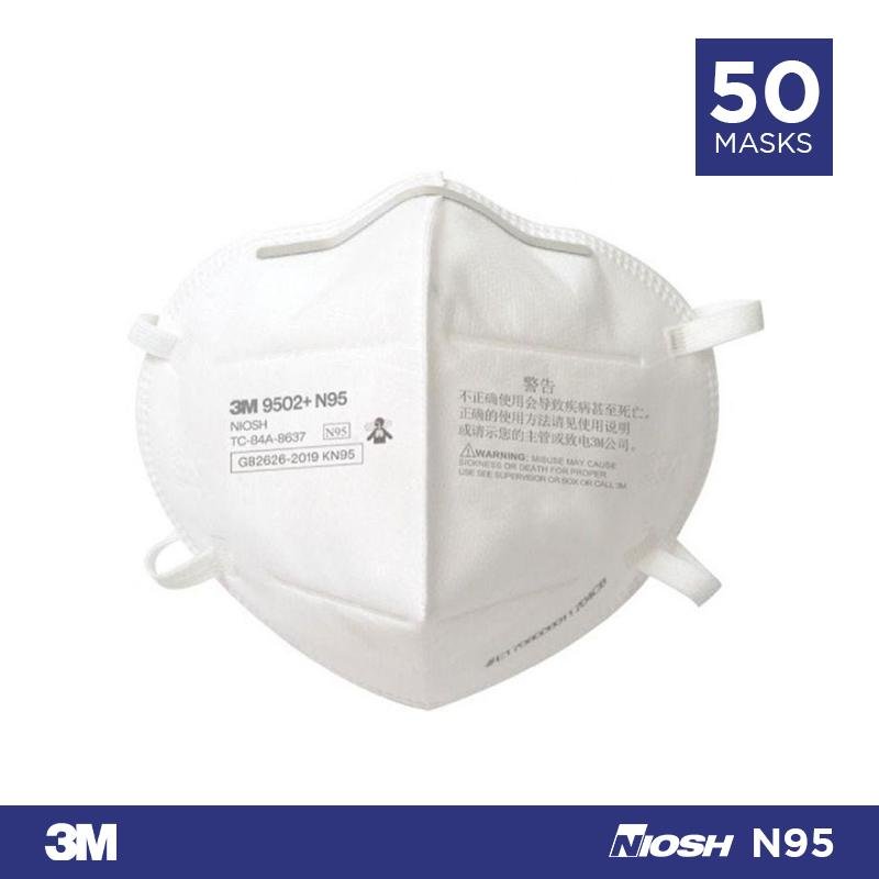 3M 9502+ N95 Mask Respirator - 50 PACK