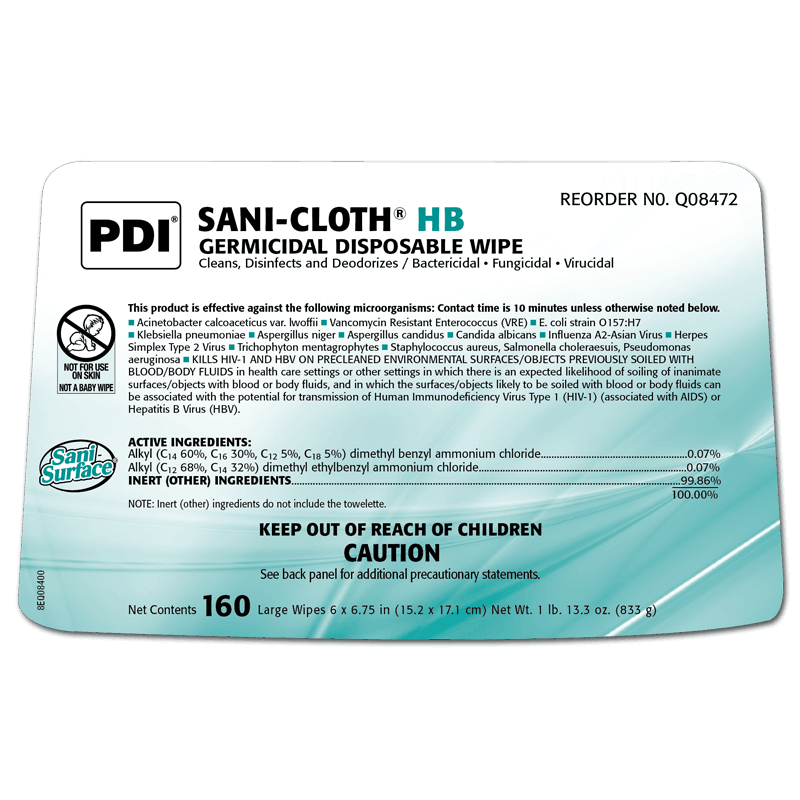 PDI Sani-Cloth HB Germicidal Disposable Wipes (160 Count Canister)