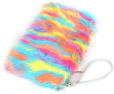 BRIGHT MULTI FAUX FUR POUCH BAG