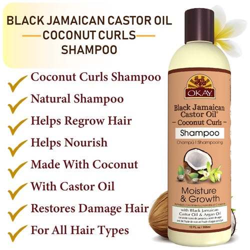 OKAY BLACK JAMAICAN CASTOR OIL & COCONUT SHAMPOO 12OZ