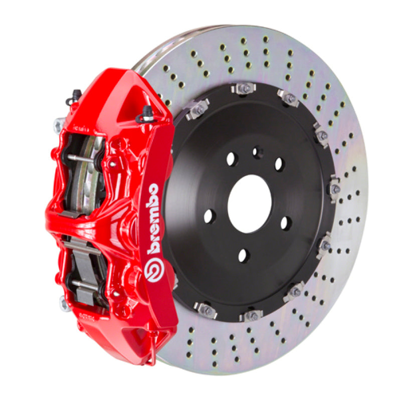 Brembo 04-10 5-Series (Excl. xDrive/M5) Front GT BBK 6 Piston Cast 405x34 2pc Rotor Drilled-Red