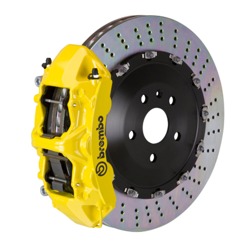 Brembo 10-12 Range Rover Front GT BBK 6 Piston Cast 405x34 2pc Rotor Drilled- Yellow