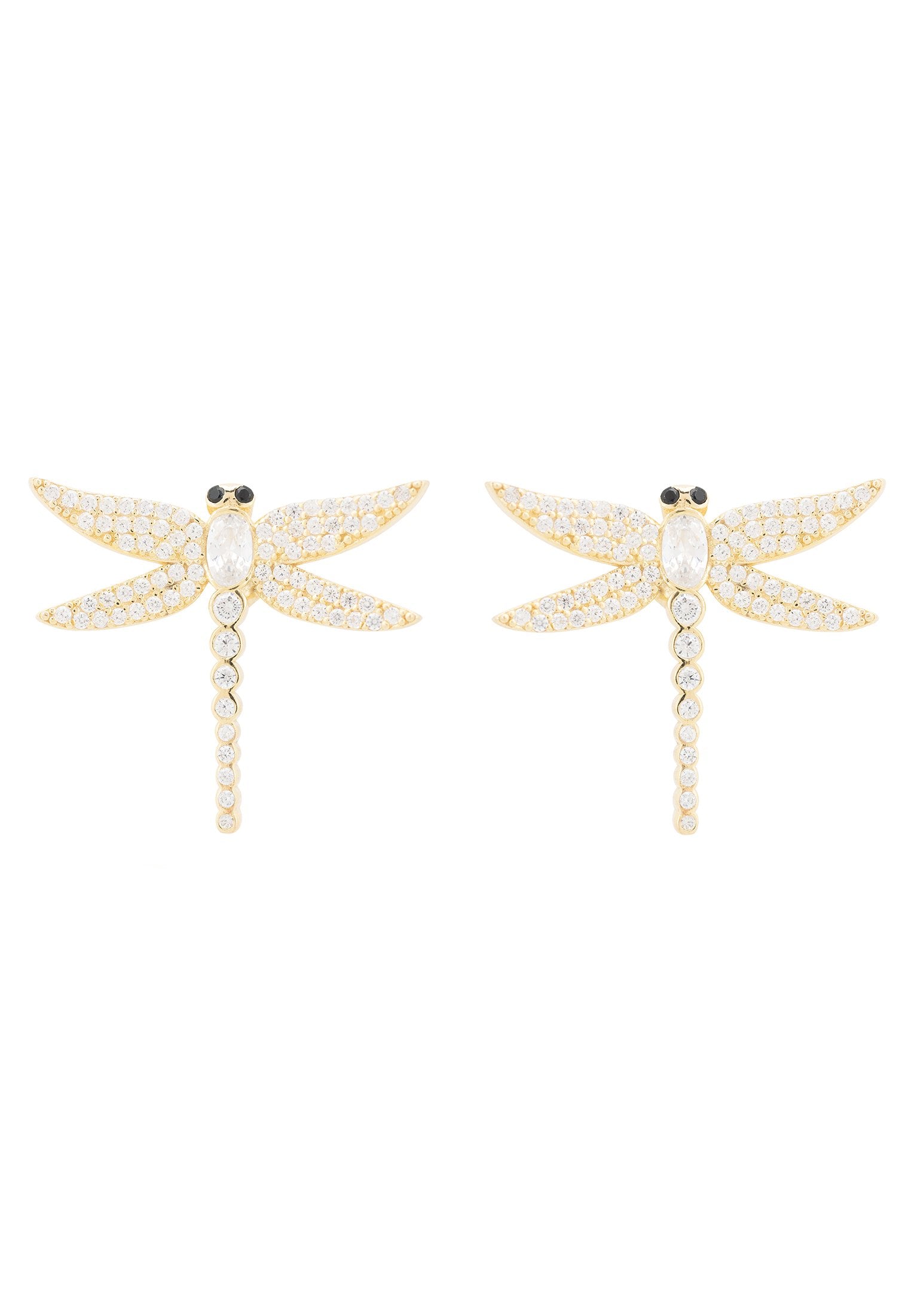 Dragon Fly Large Stud Earrings Gold