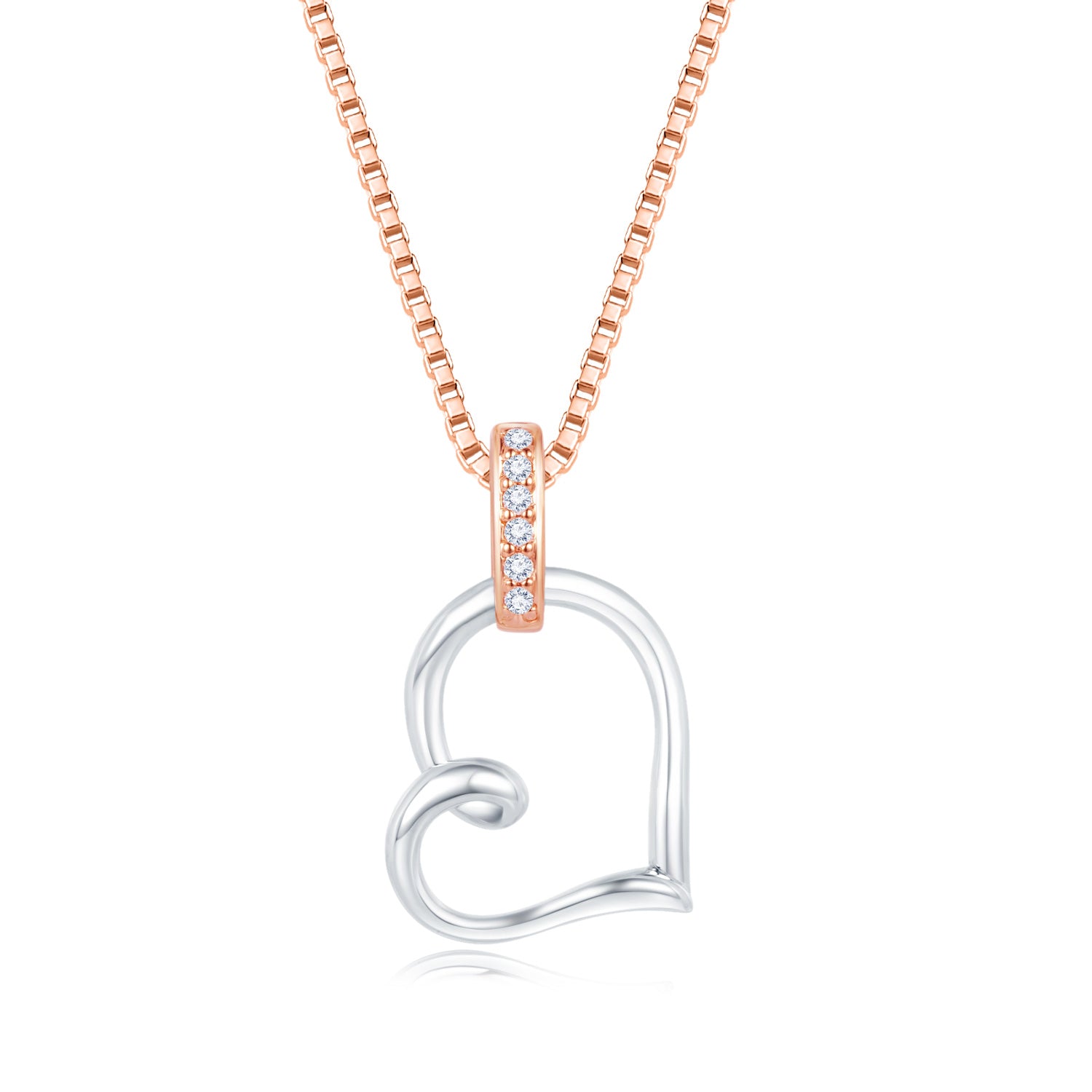 18K White Rose Gold Heart Design Diamond Pendant