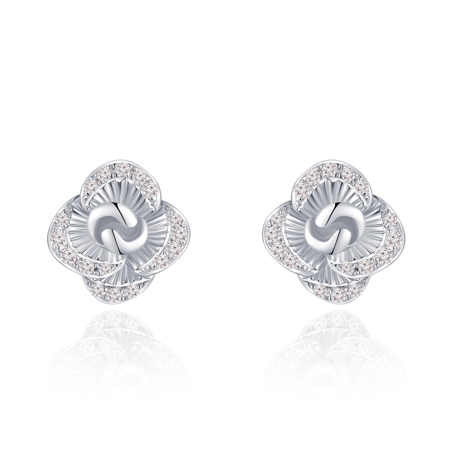 18K White Gold Diamond Cut Diamond Earrings