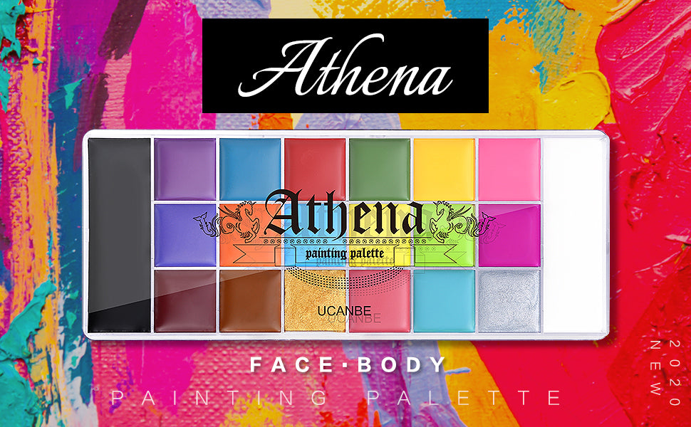 Athena Face Body Paint Oil Palette,Professional 16 Color Face Body Paint  Kit Oil Painting Non Toxic High Pigment Cream Painting Palette,Water Based