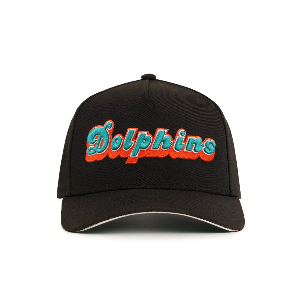 Miami Dolphins Wordmark Alternate Logo SP Black 9Forty A-Frame Snapback