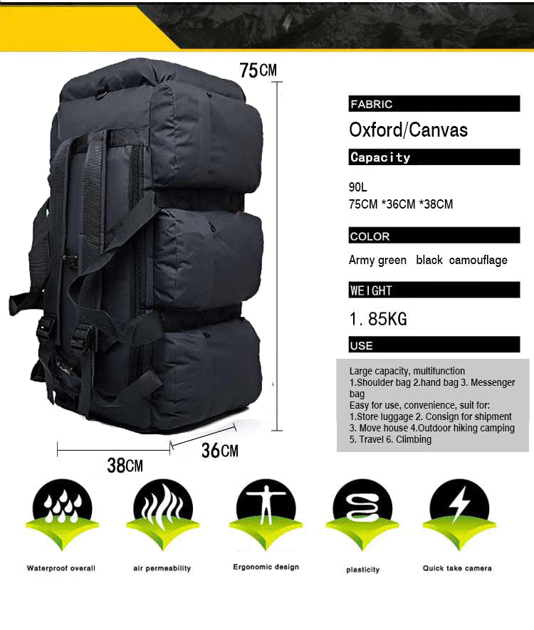 100L Large Camping Tactical Backpack