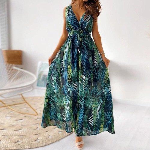 Bohemian A-Line V-Neck Sleeveless Maxi Dress