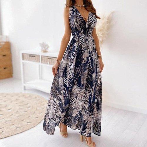 Bohemian A-Line V-Neck Sleeveless Maxi Dress