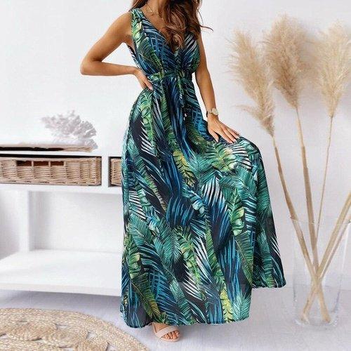 Bohemian A-Line V-Neck Sleeveless Maxi Dress