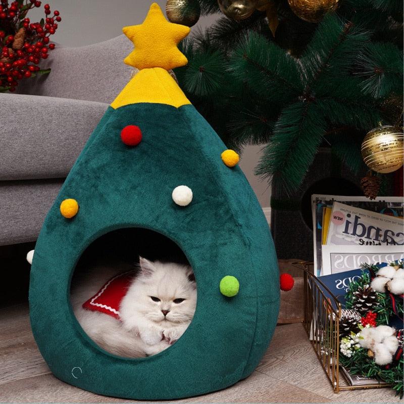 Christmas Comfy Cat Bed House