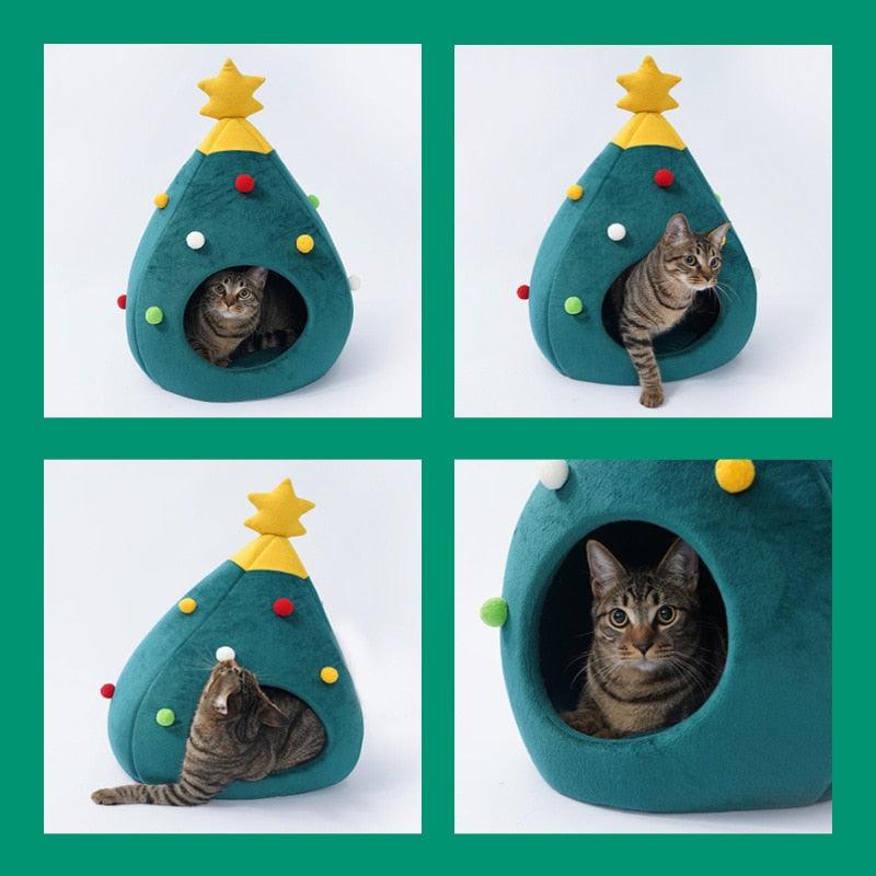 Christmas Comfy Cat Bed House