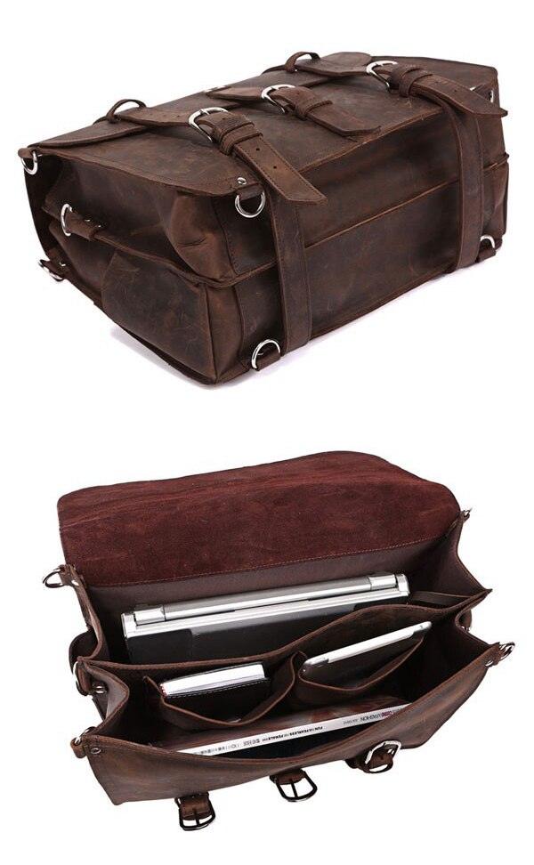 Vintage Crazy Horse Genuine Leather Business Briefcase Bag