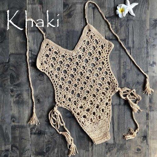 Knitted Backless Monokini Swimsuit