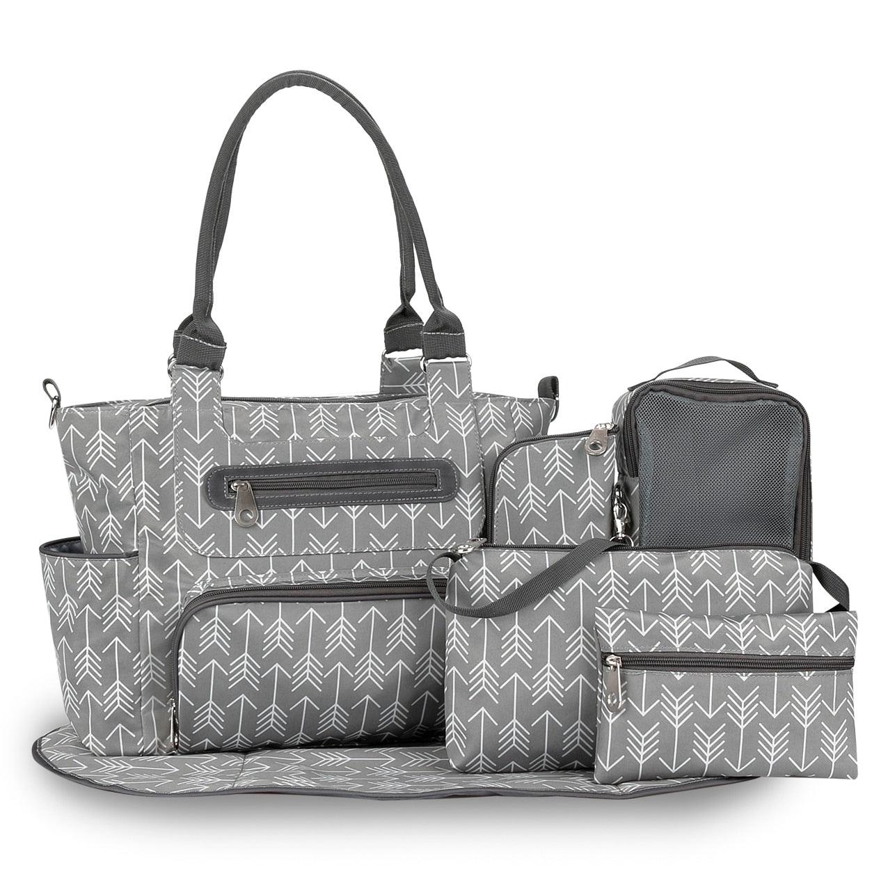 Large Capacity 7 Pieces Set Baby Diaper Tote Bags