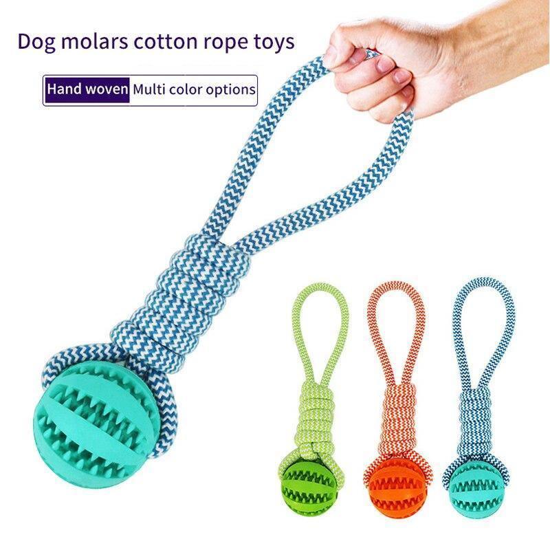 Dog Toy Molar Bite Stretch Rubber Ball With Cotton Rop