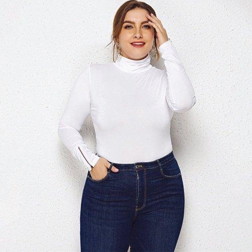 Plus Size Turtleneck Long Sleeve Bodysuit