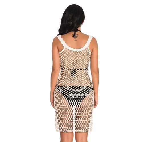 Solid Hollow Out Fishnet Crochet Coverup