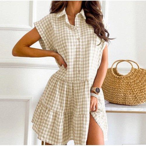 Plaid Ruffles Loose A-Line Shirt Dress