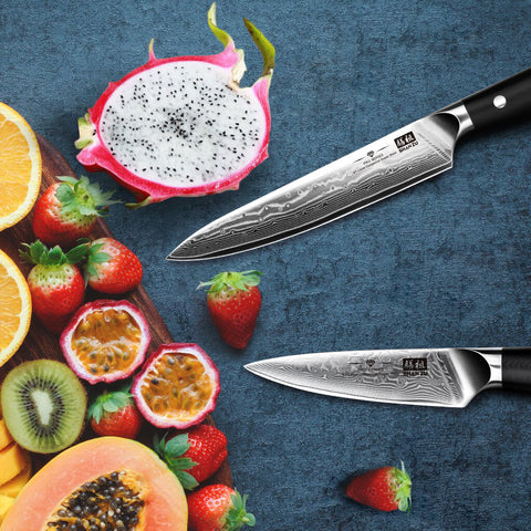 Cut various fruits with the shan zu pro series chef's knife and paring knife